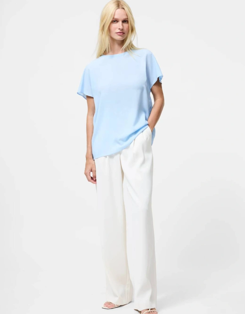 Women's Crepe Light Crew Neck Top Arctic Blue