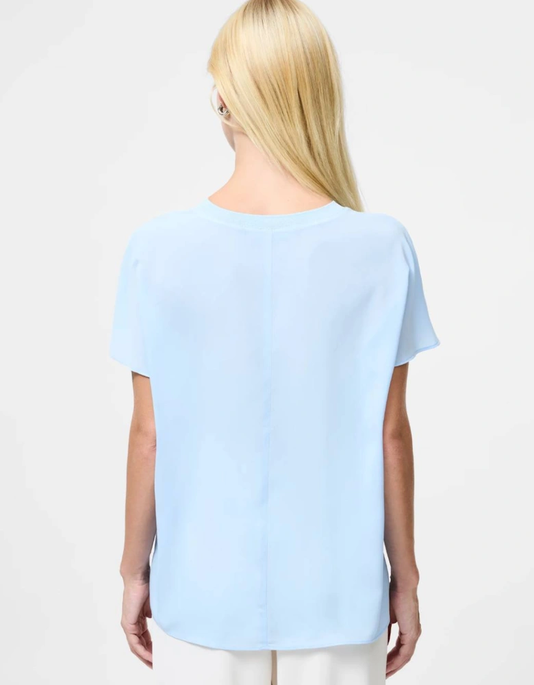 Women's Crepe Light Crew Neck Top Arctic Blue
