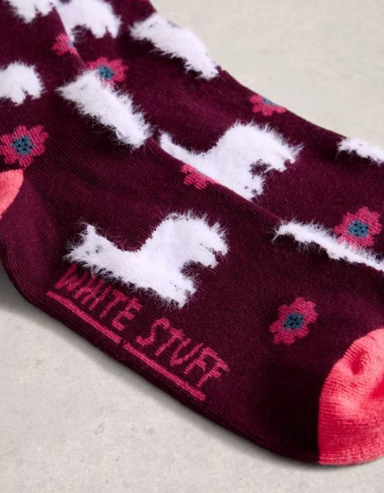 Women's Fluffy Ankle Sock Dark Plum