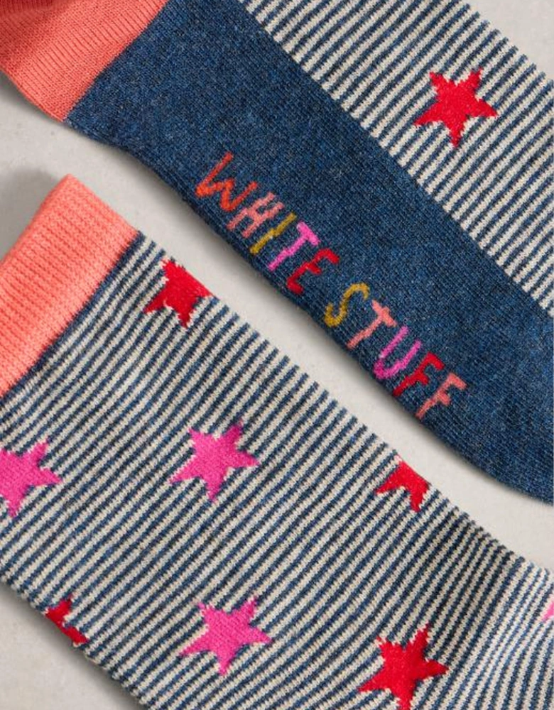 Women's Pattern Ankle Sock Navy Multi
