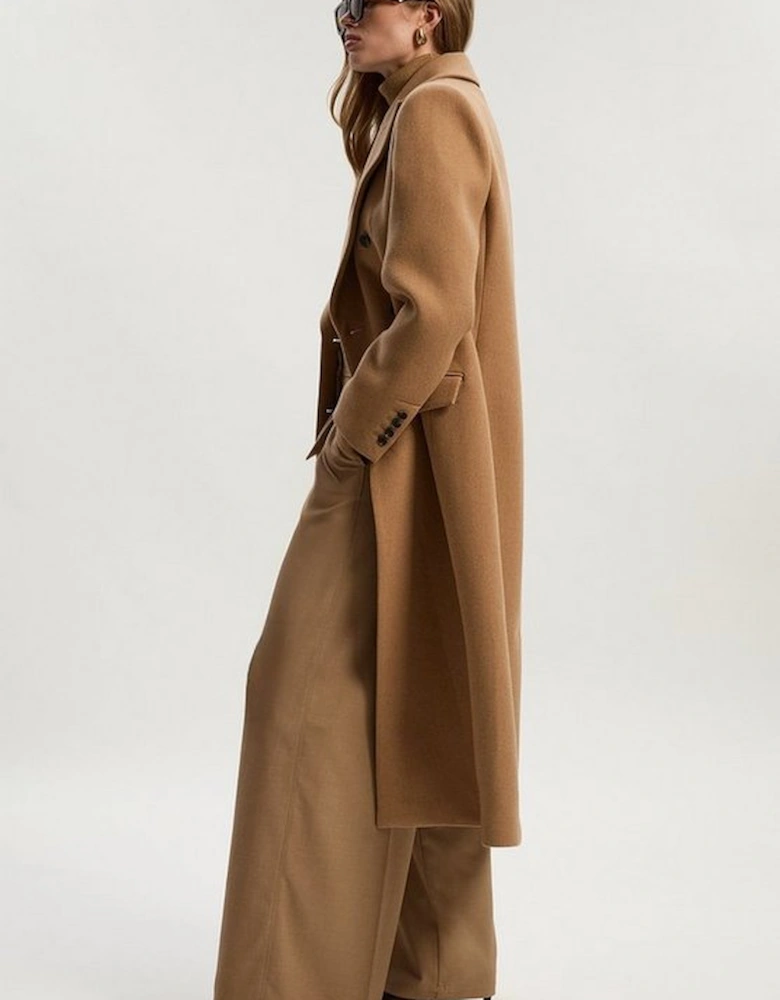 Wool Double Breasted Tailored Midi Coat