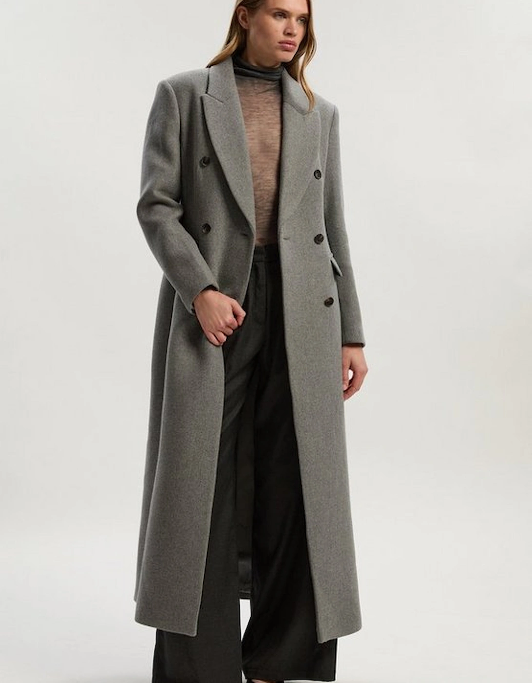 Wool Double Breasted Tailored Maxi Coat, 4 of 3