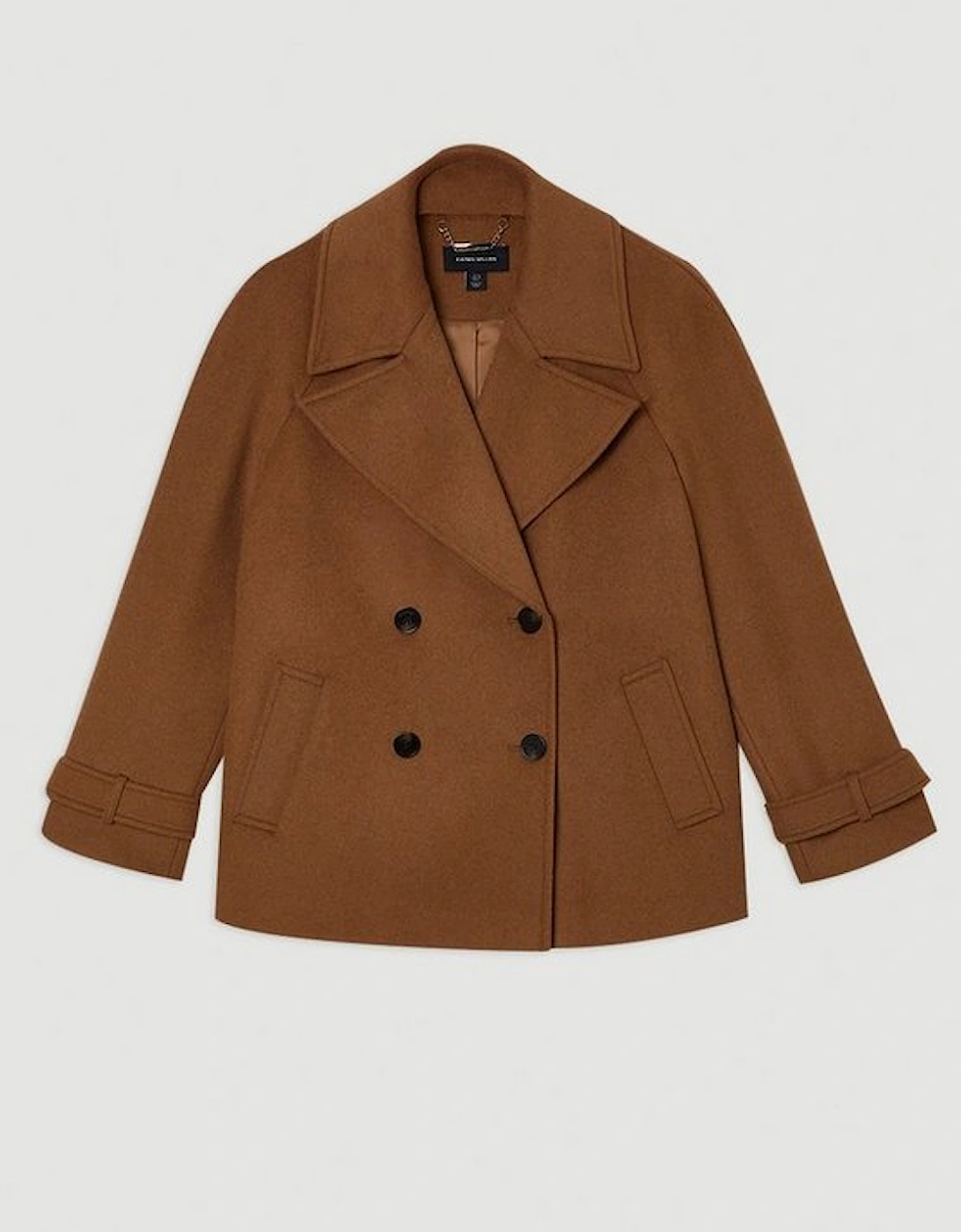 Tailored Brushed Wool Double Breasted Short Pea Coat