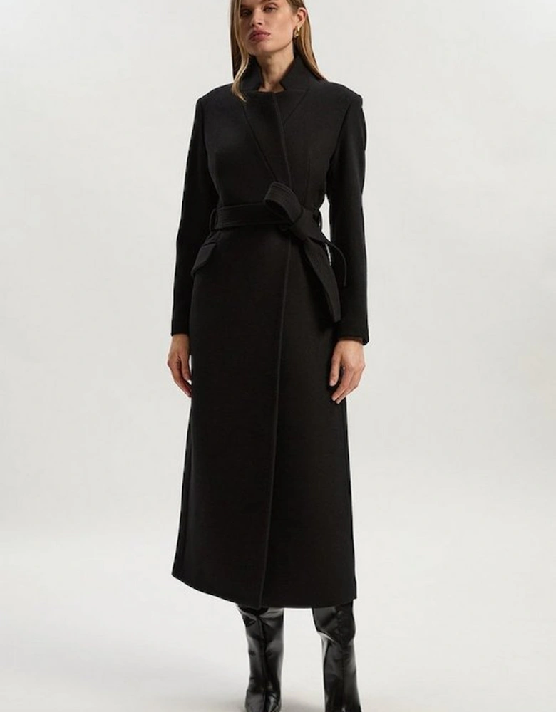 Wool Investment Notch Neck Tailored Maxi Coat