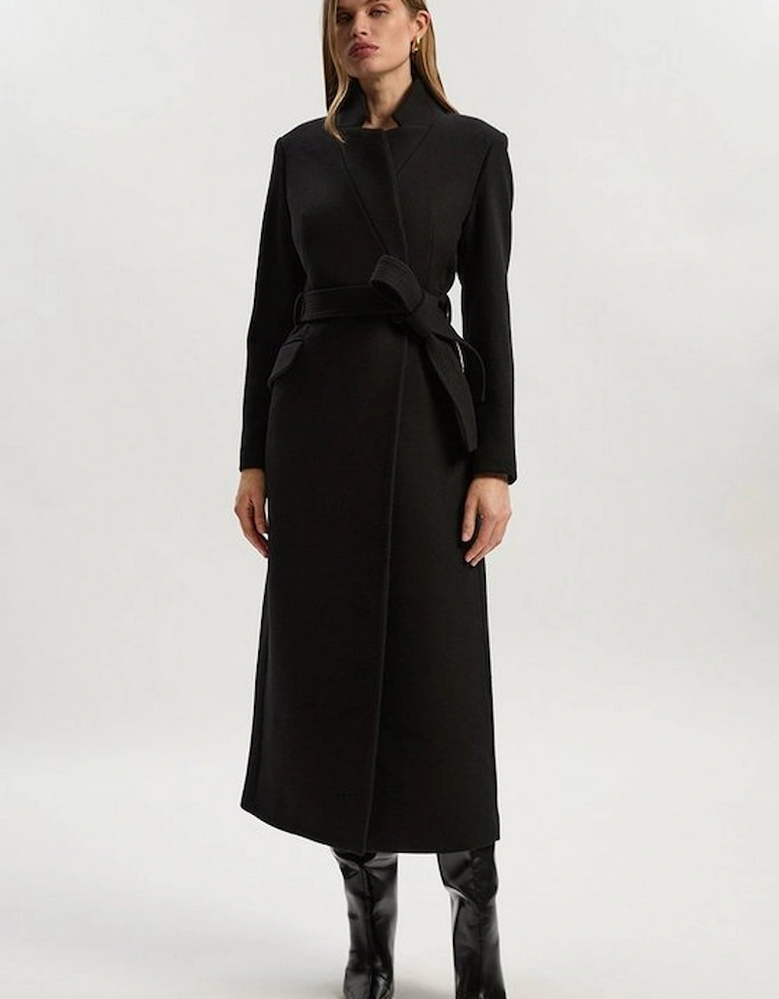 Wool Investment Notch Neck Tailored Maxi Coat