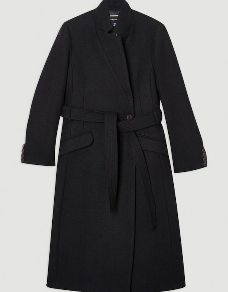 Wool Investment Notch Neck Tailored Maxi Coat