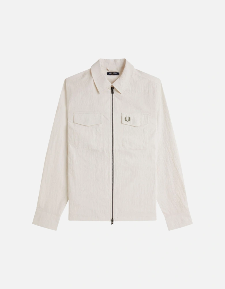 Textured Zip-Through Overshirt Light Ecru