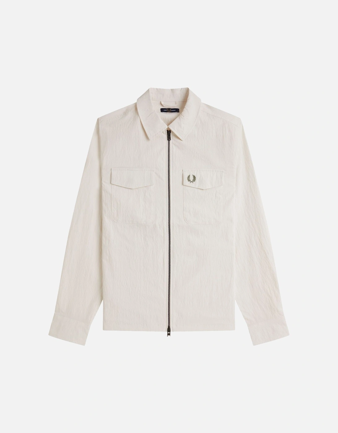 Textured Zip-Through Overshirt Light Ecru, 5 of 4