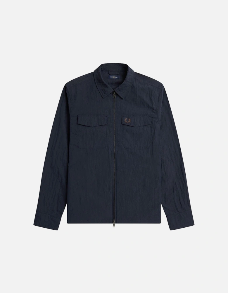 Textured Zip-Through Overshirt Navy