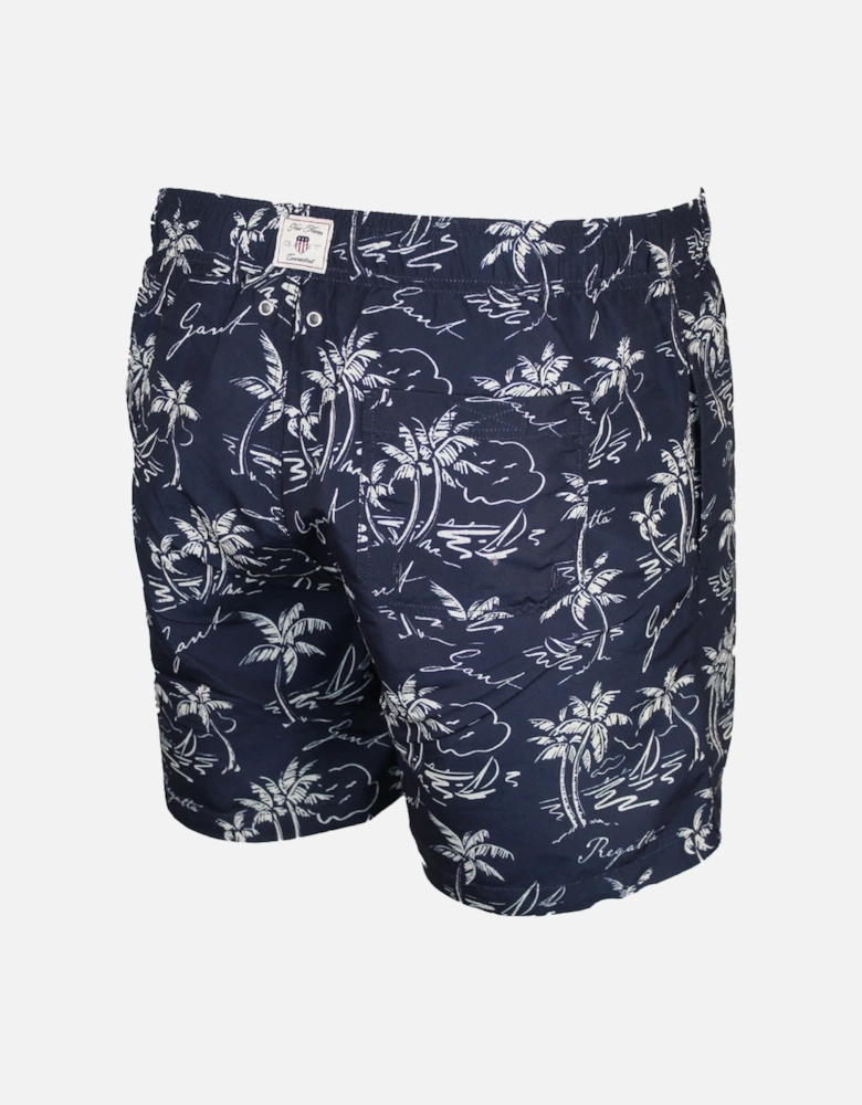 Island Print Swim Shorts, Evening Blue