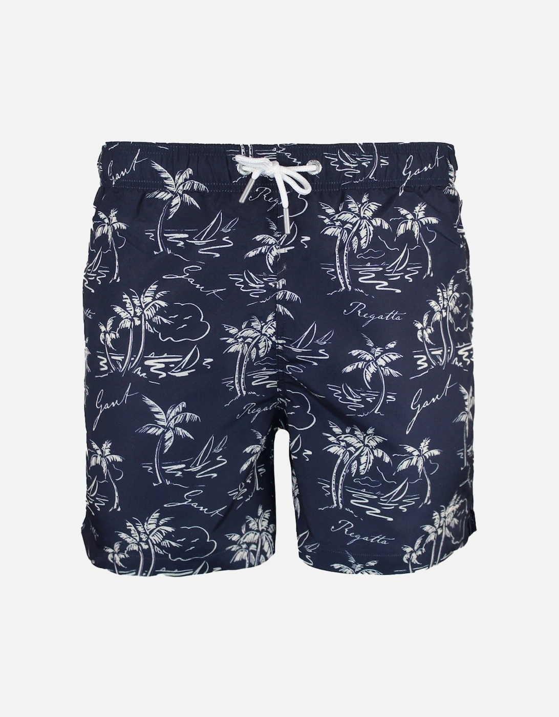 Island Print Swim Shorts, Evening Blue, 3 of 2