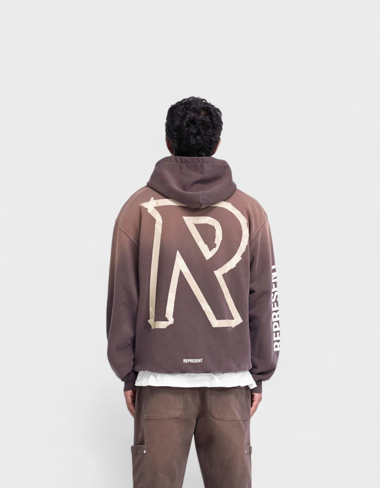 Masking Tape Initial Hoodie Cedar Brown