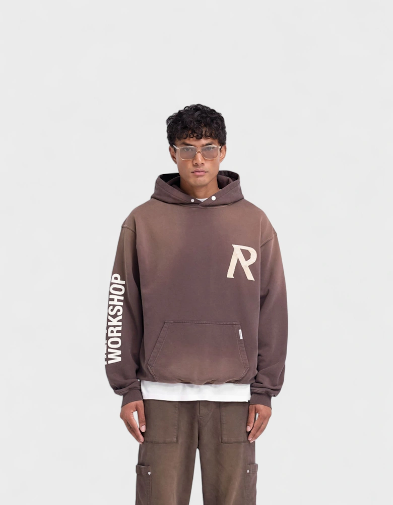 Masking Tape Initial Hoodie Cedar Brown