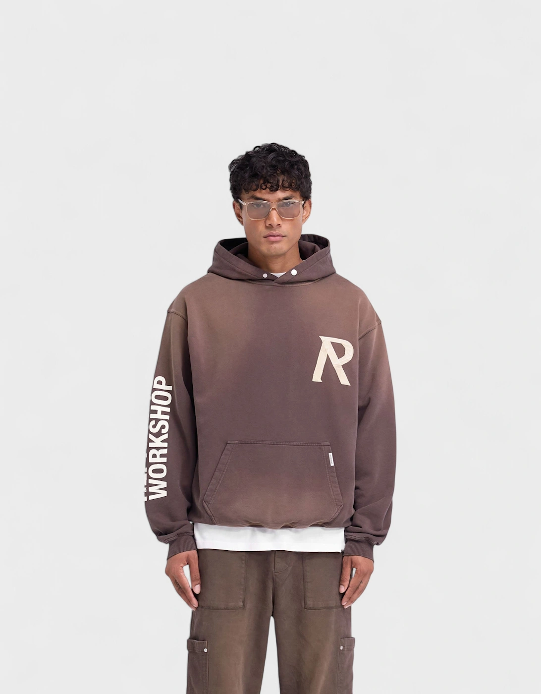 Masking Tape Initial Hoodie Cedar Brown