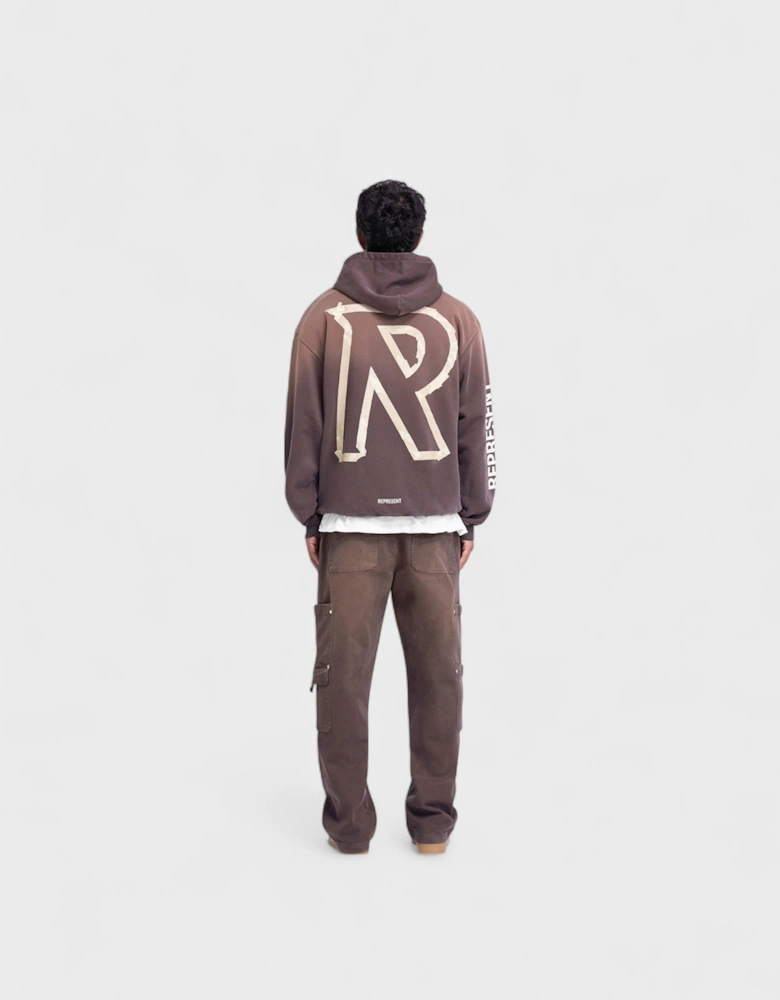 Masking Tape Initial Hoodie Cedar Brown