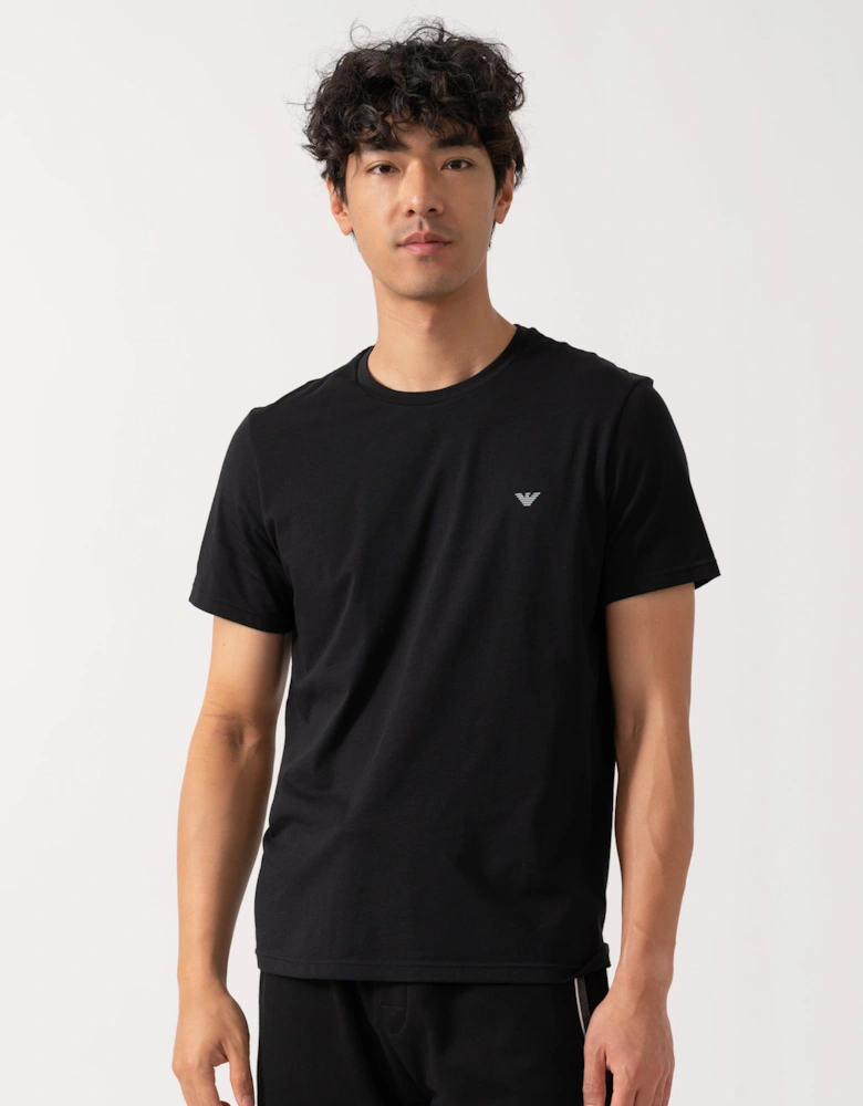 2 Pack Mens Eagle Logo Loungewear T-Shirt - Black/Grey Melange MC028