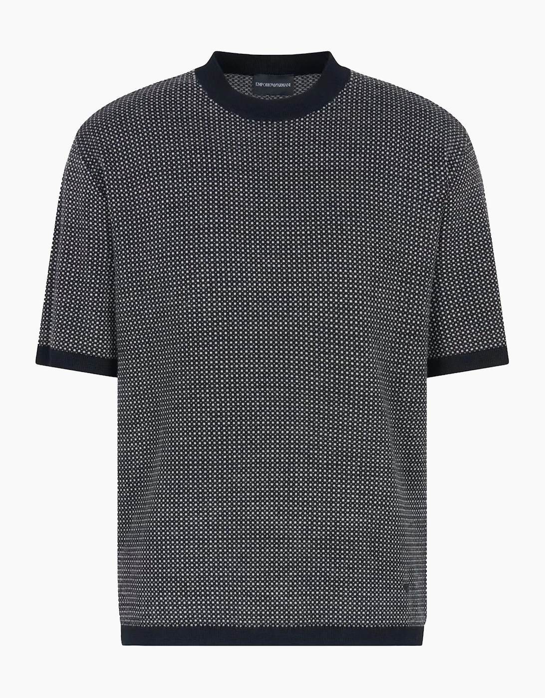 Emporio Armani Men's Virgin-Wool Jumper Jacquard Micro Motif Black - Size: 38