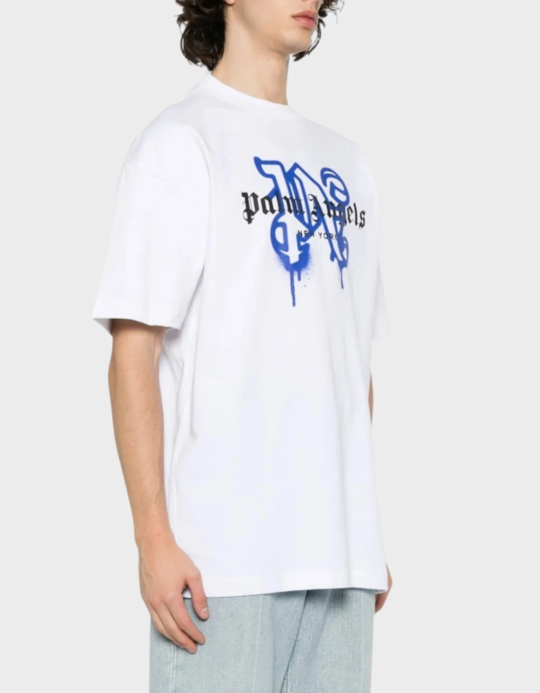NY Monogram Spray Tee White