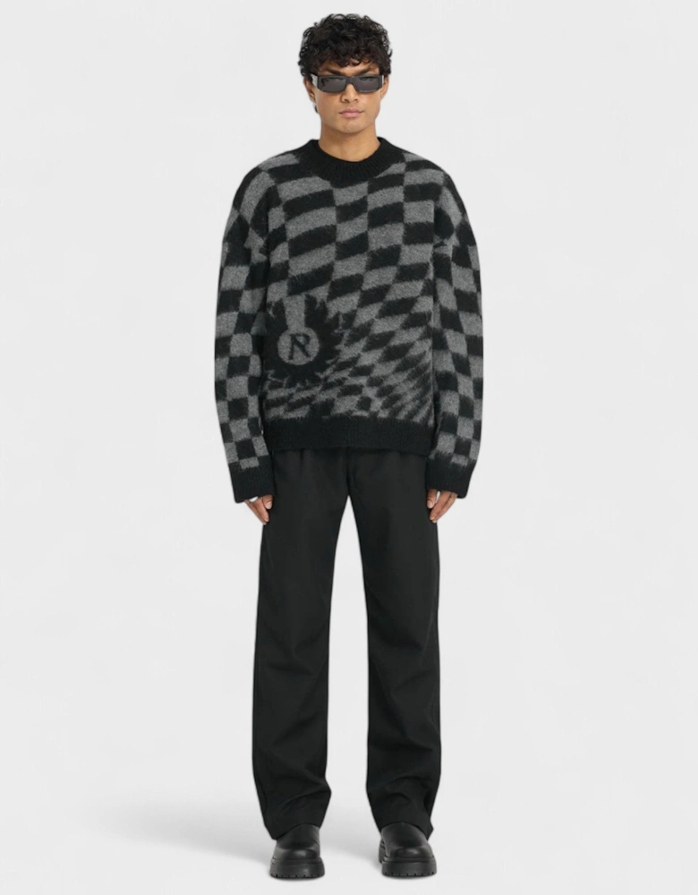 X Belstaff Checkerboard Knit Sweater Shadow