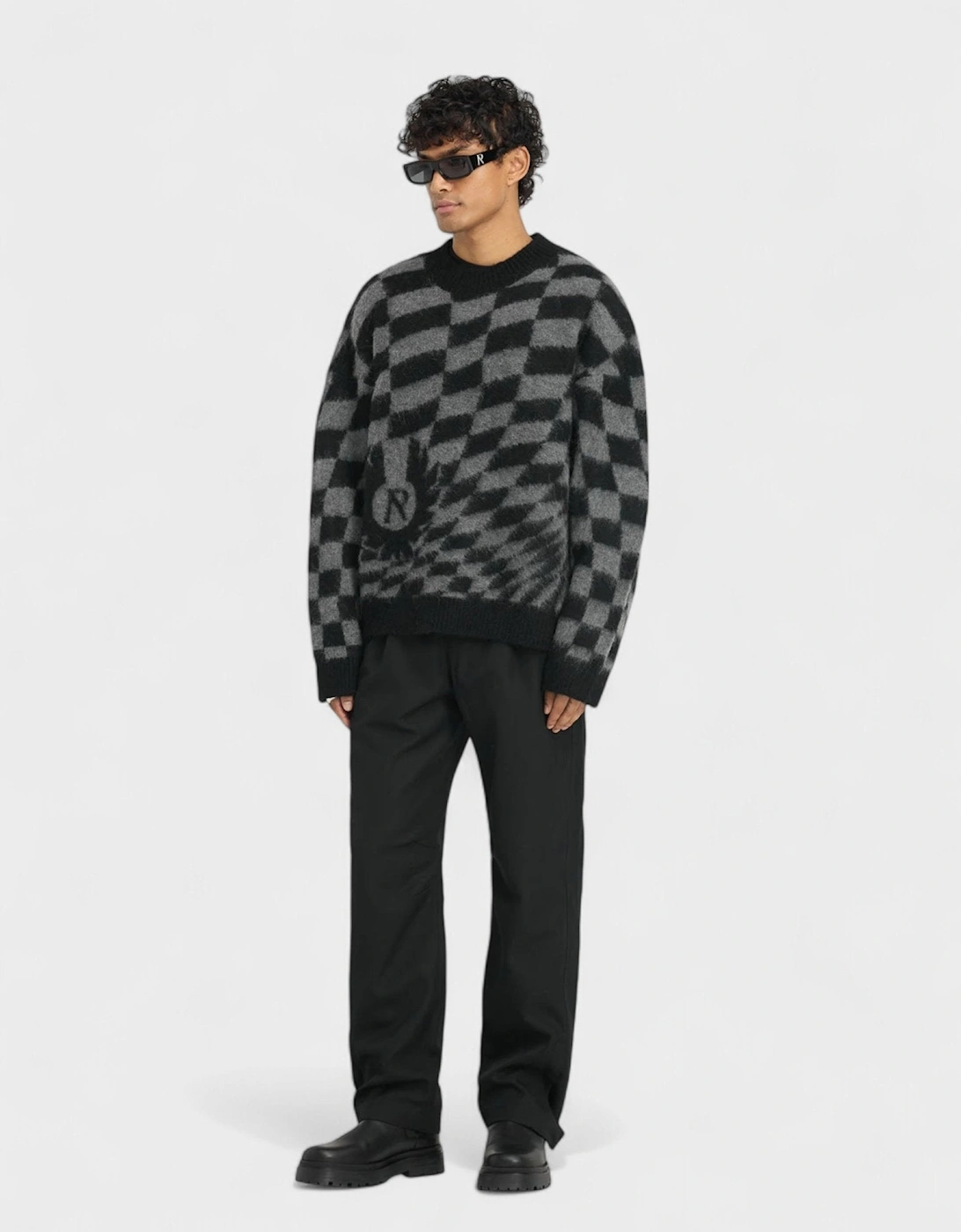X Belstaff Checkerboard Knit Sweater Shadow