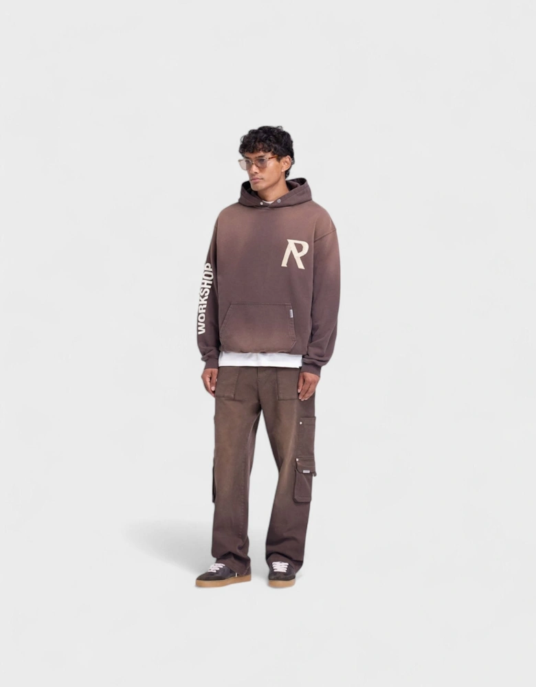 Masking Tape Initial Hoodie Cedar Brown