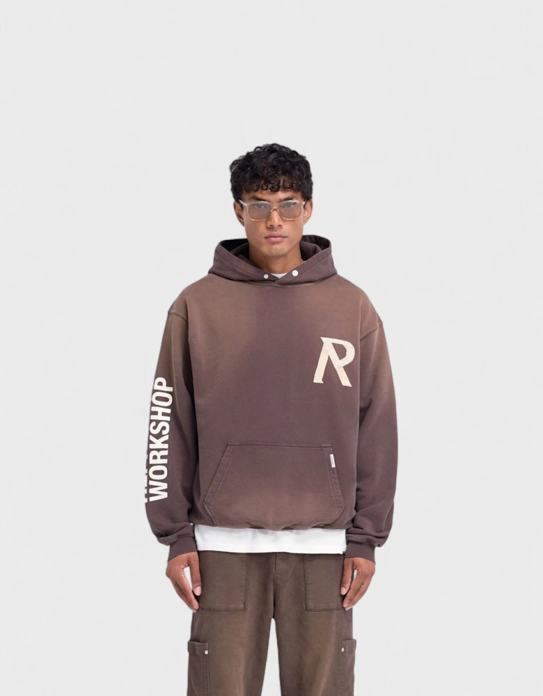 Masking Tape Initial Hoodie Cedar Brown