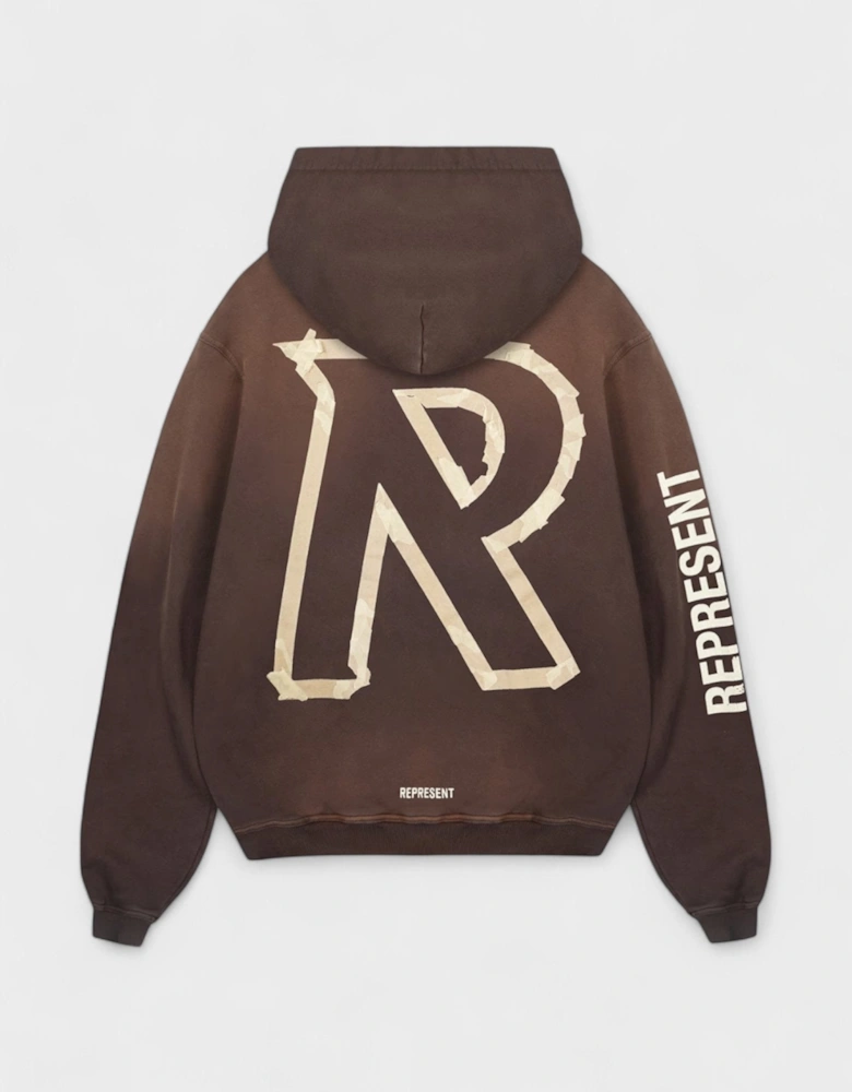 Masking Tape Initial Hoodie Cedar Brown