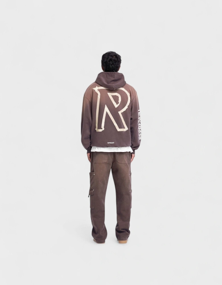 Masking Tape Initial Hoodie Cedar Brown