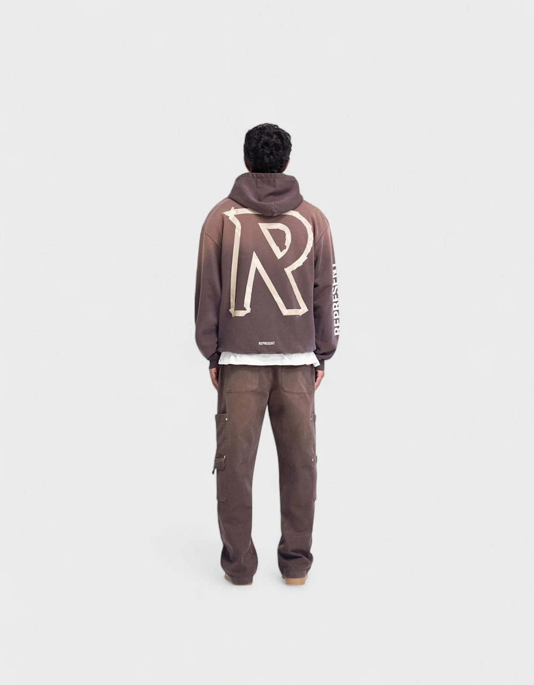 Masking Tape Initial Hoodie Cedar Brown