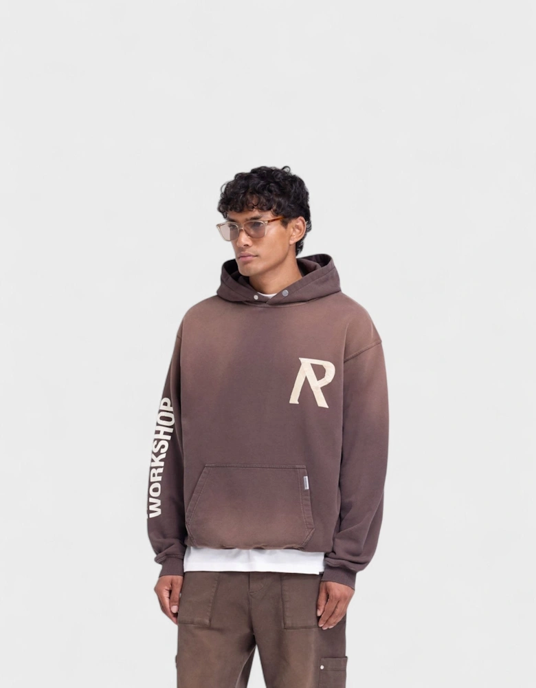 Masking Tape Initial Hoodie Cedar Brown
