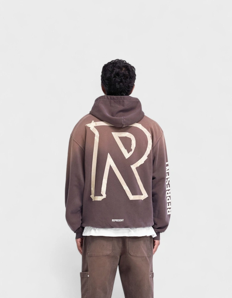 Masking Tape Initial Hoodie Cedar Brown