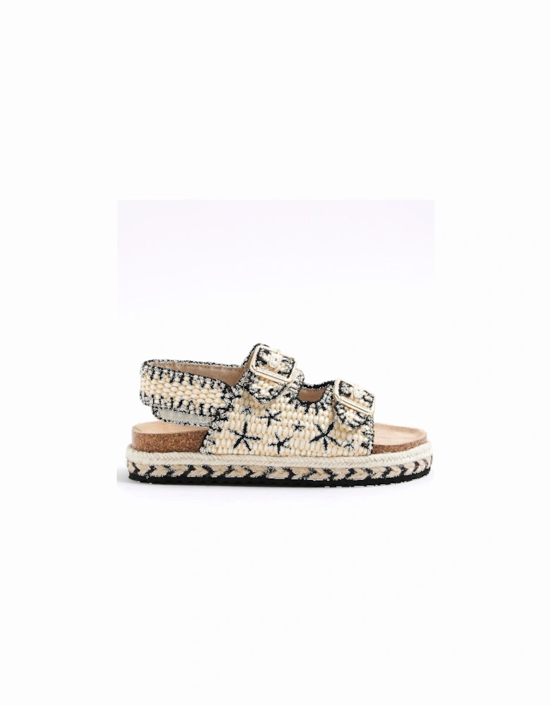 Older Girls Whipstitch Footbed Sandals - Beige