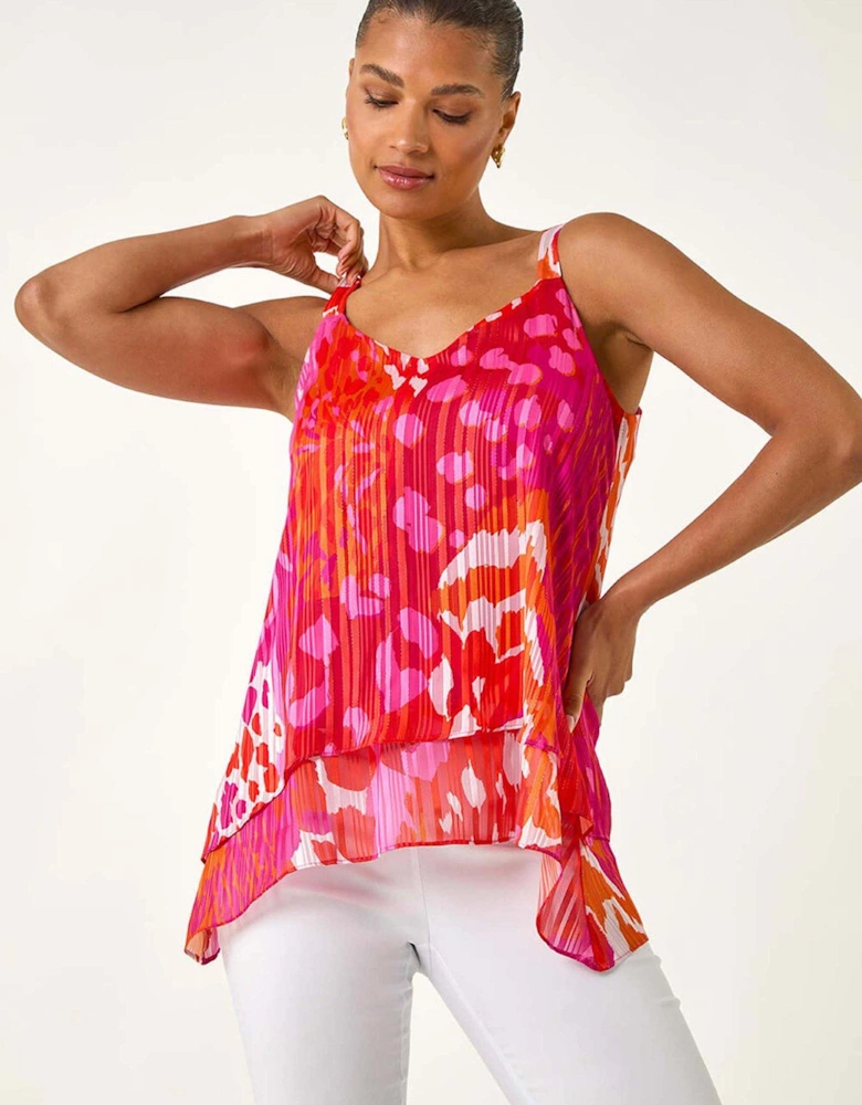 Abstract Layered Cami Top - Pink
