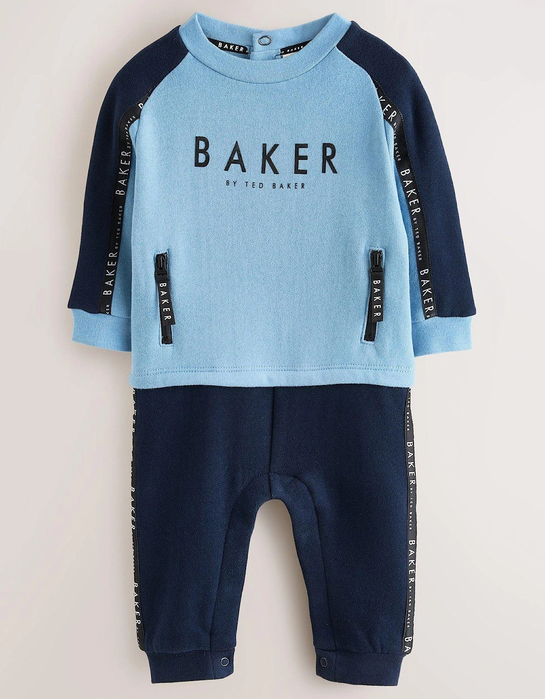 Baby Boys Panel Mock Rompersuit - Blue, 2 of 1