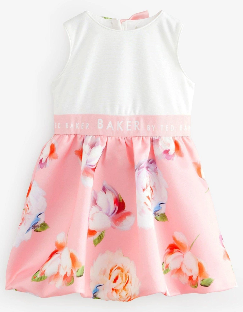 Girls Floral Print Dress - Pink