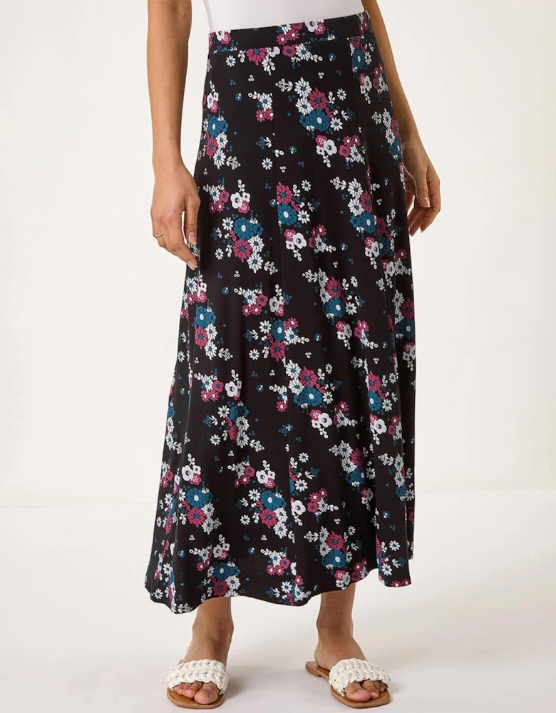 Diagonal Ditsy Floral Print Skirt