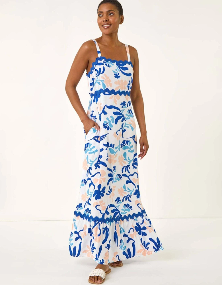 Abstract Ric Rac Maxi Dress - Blue