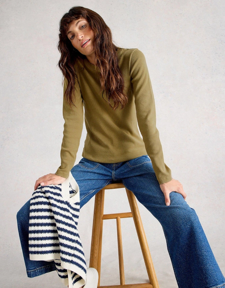 Sadie Long Sleeve Rib Tee - Green