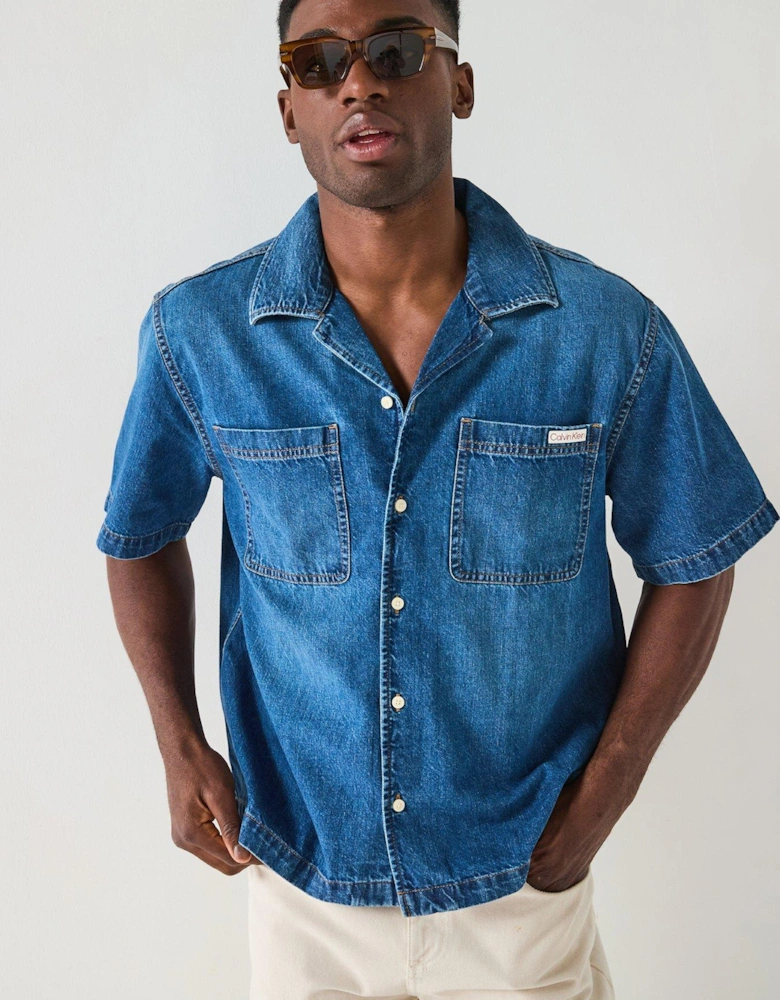 Nile Camp Short Sleeve Denim Shirt - Blue