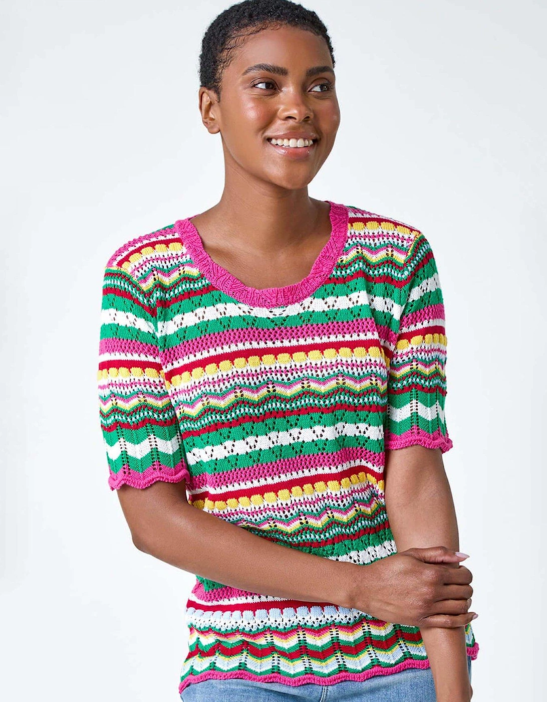 Wave Print Knitted Cotton Top, 2 of 1