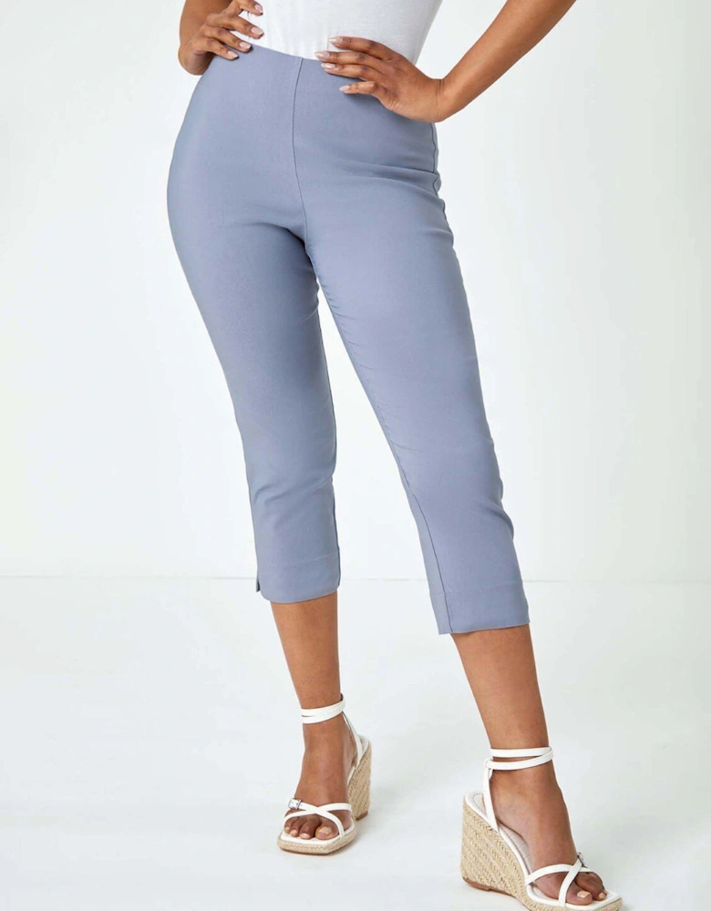 Petite Cropped Stretch Trouser - Light Grey