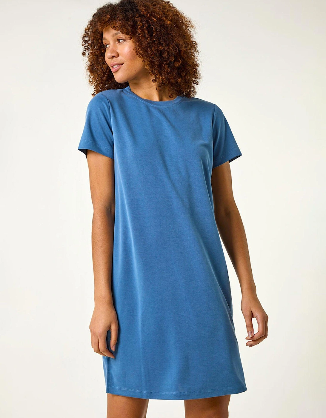 Stitch Detail T-shirt Dress - Blue, 2 of 1