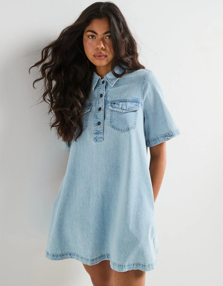 A-Line Denim Dress Ext - Blue