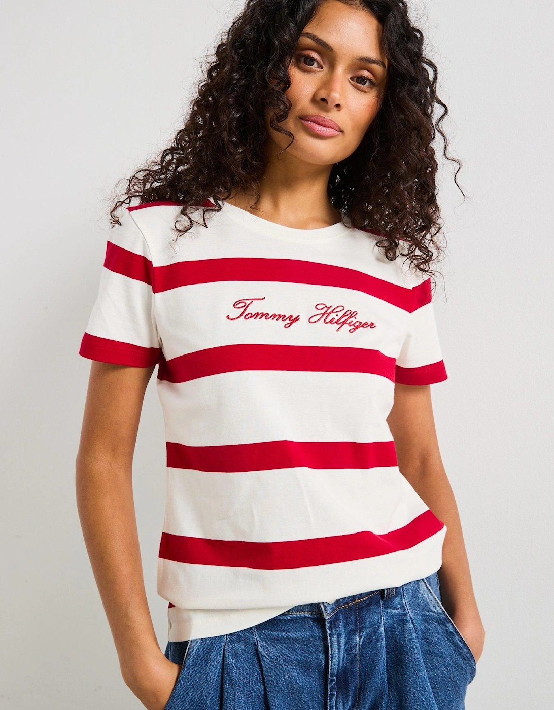 Logo Embroidery Crew Neck T-Shirt - Red, 2 of 1