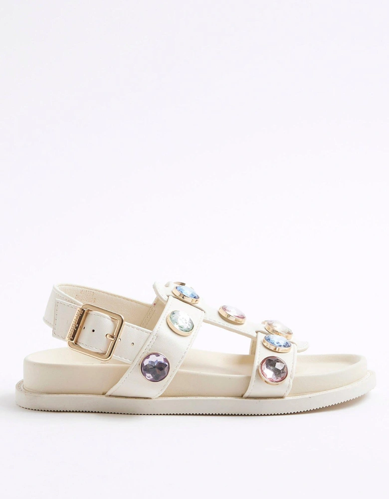 Older Girls Gem Sandals - Cream