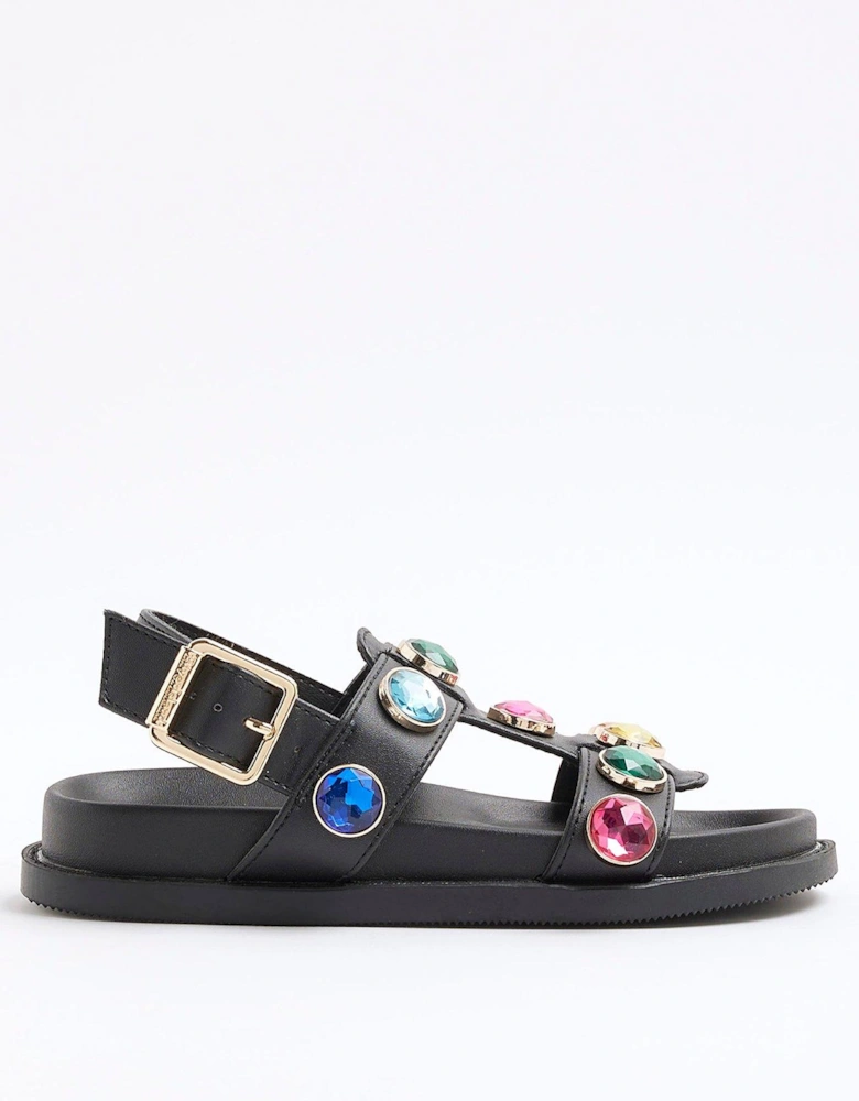 Older Girls Gem Sandals - Black