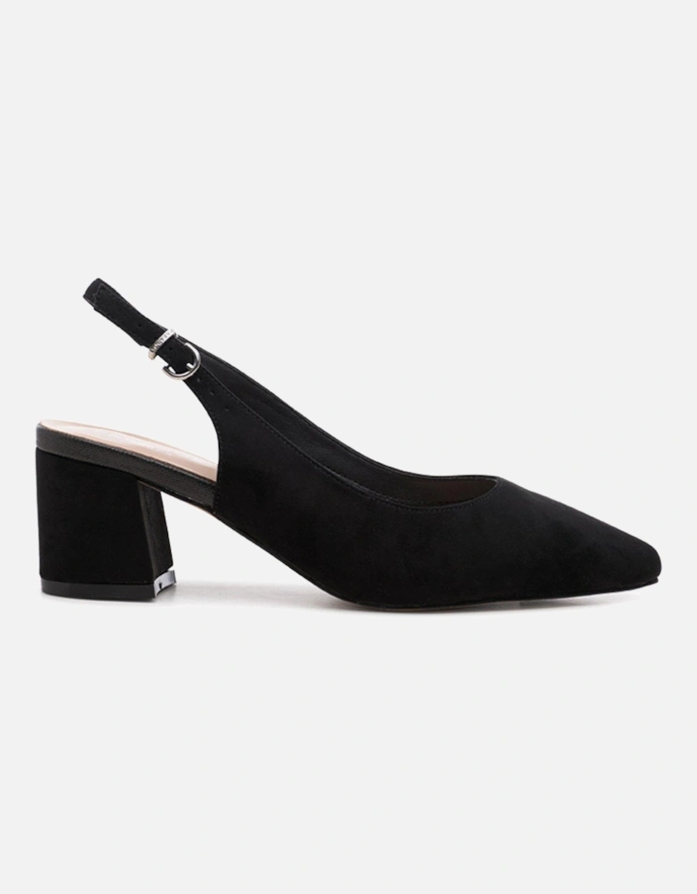 Flynn Micro Suede Wide Fit Heel - Black