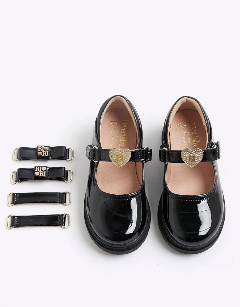 Mini Girls Interchangeable Strap Shoes - Black