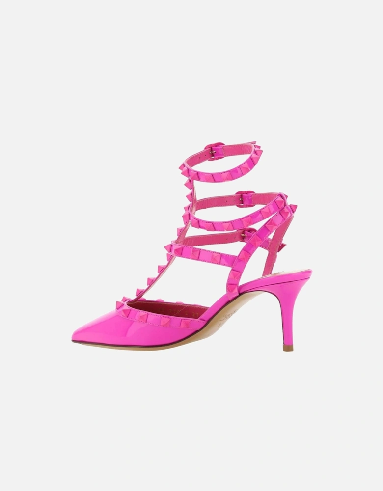 Studded Leather Pointed Toe Heels with Ankle Buckle Women - Multicolor