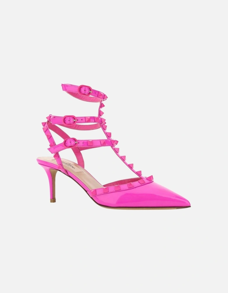 Studded Leather Pointed Toe Heels with Ankle Buckle Women - Multicolor